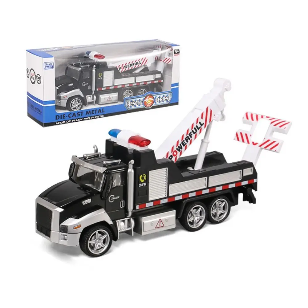 

Alloy Diecast Boys Children Toy Vehicles Sound and Light Big Crane Trailer Pull Back Tow Truck Toys