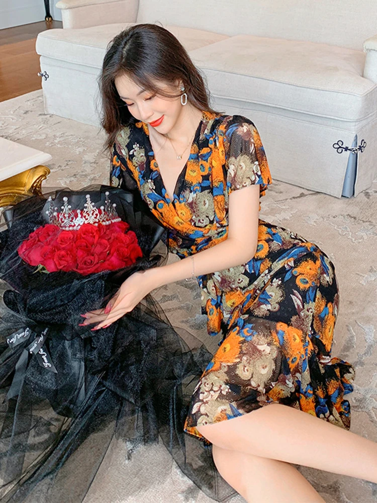 パーティードレス Caroline asymmetric printed silk and crepe dress 231TP2702_10429_02.jpgquality=