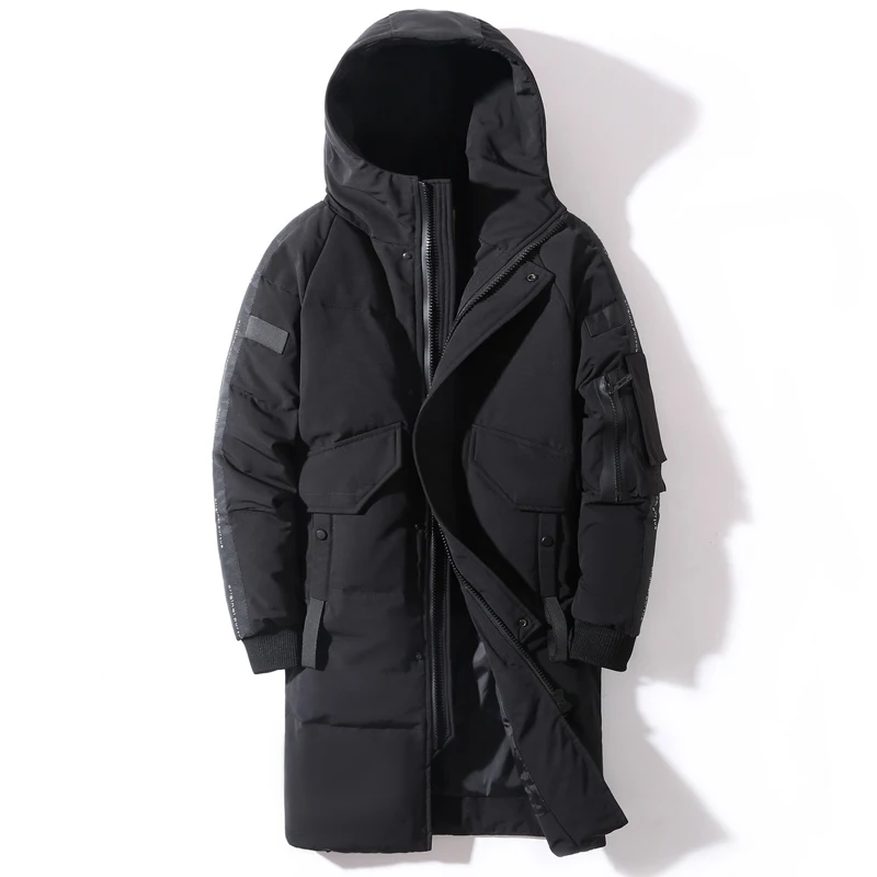 Men Winter Down Jacket Hooded Long Windproof Waterproof
