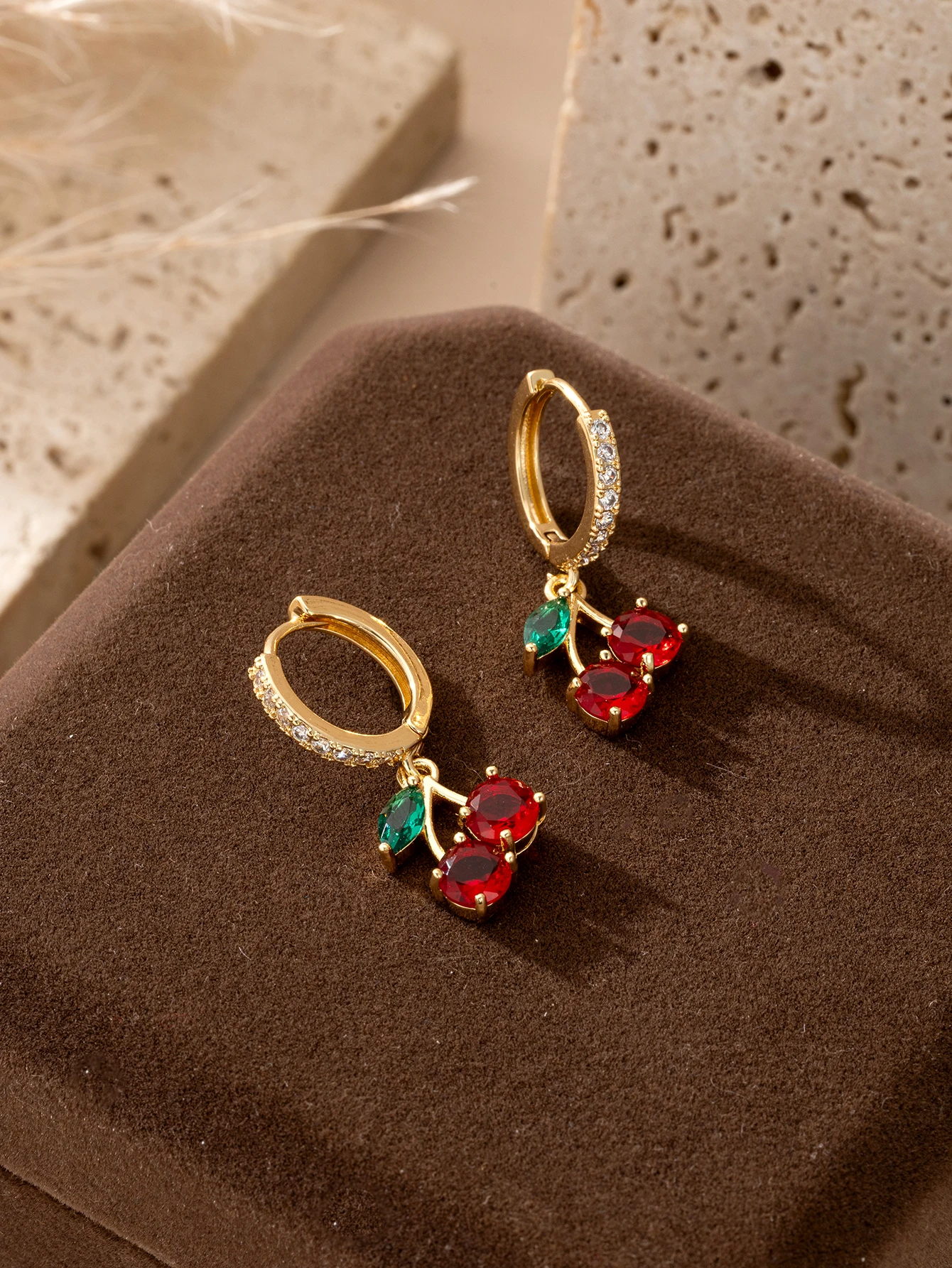 Cherry Huggie Earrings Fruit-Shaped Jewelry for Women