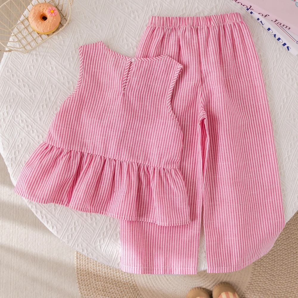 Summer Girls' Suits Sleeveless Vest Top + Pants Two-piece Set Sweet Kids' Clothing Sets