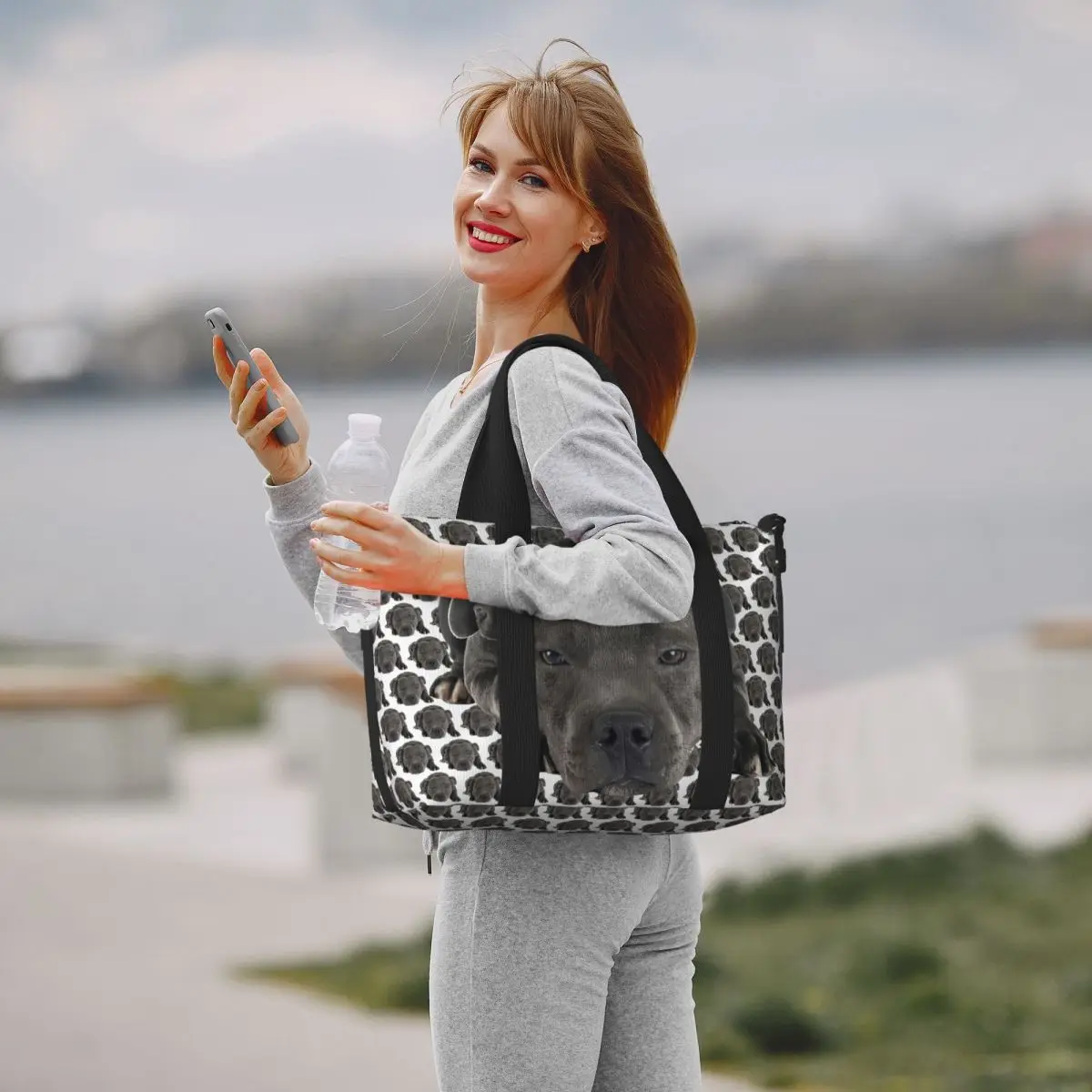 Staffordshire Bull Terrier Dog Beach Tote Bag Women EBT Cute Love Big Compartment Gym Beach Travel Bags