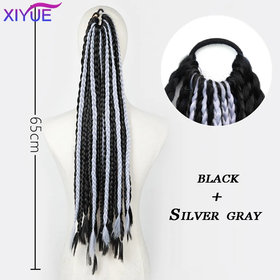 XIYUE  Dirty braids ponytail wigs braids colorful braids magical tools for European and American street dance hip-hop
