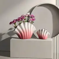 Vase ceramic flower arrangement, high-end and creative cross-border vintage style, high aesthetic value, shell ceramic vase deco 2