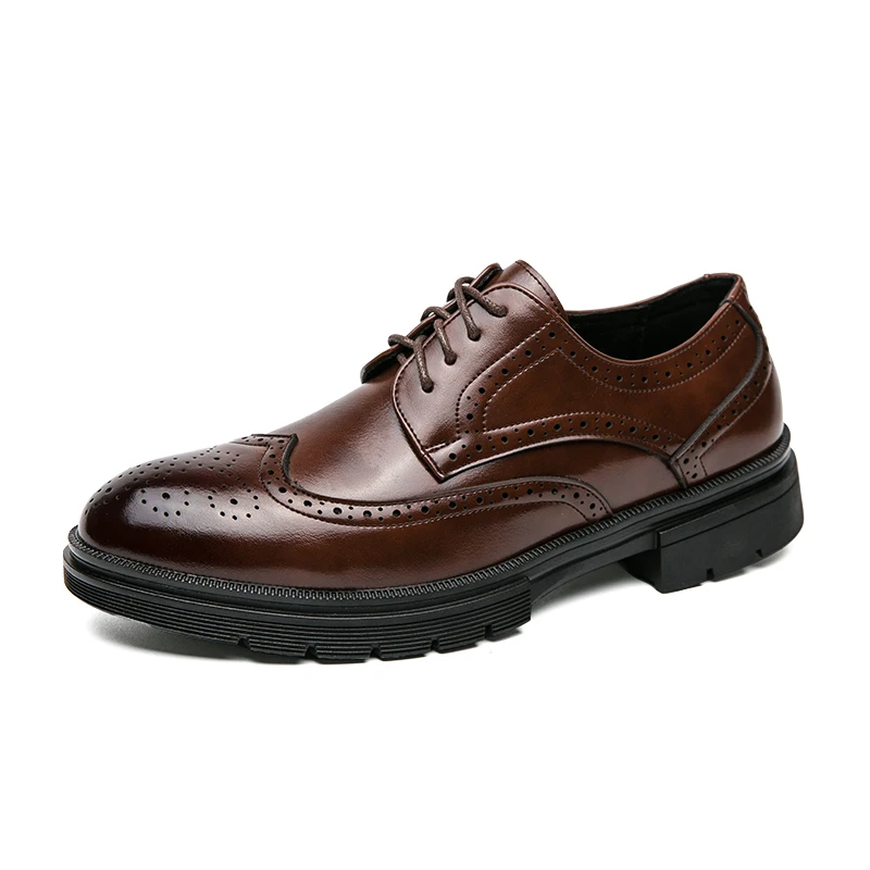 Brown Handmade Leather Men Oxford Shoes Black Leather Man Formal Classic Brogue Business Shoes Chaussure Homme