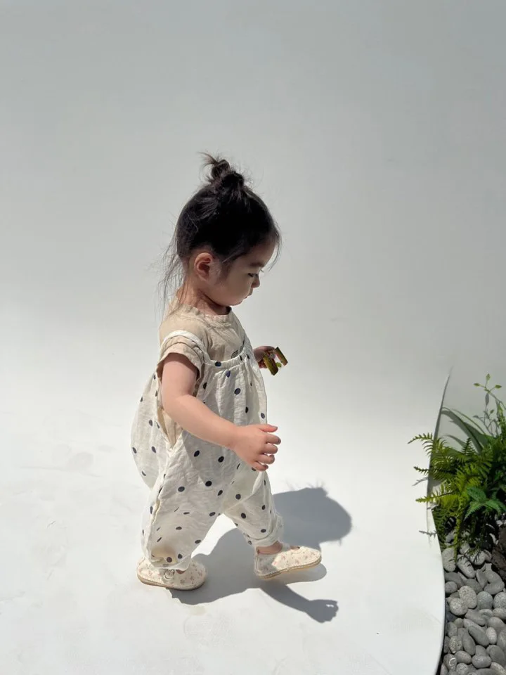 2025 Summer New Girls Loose Overalls Versatile Kids Sling Trouser Baby Dot Print Jumpsuit Toddler Casual Pants Children Clothes