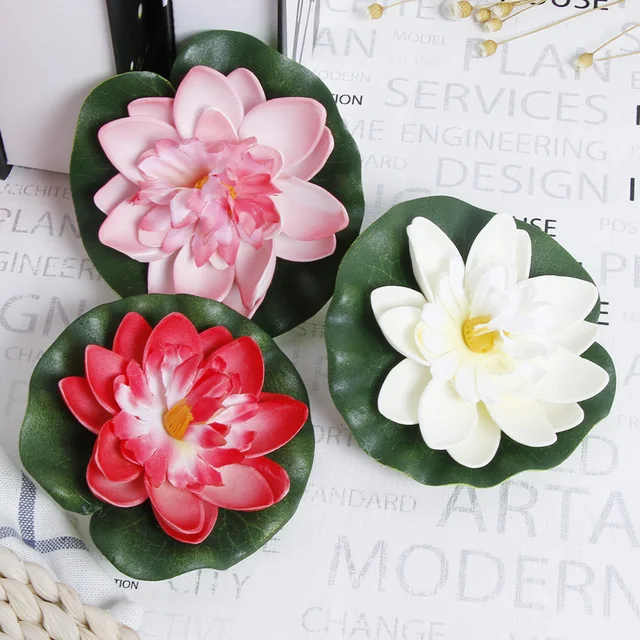 1PC Artificial Lotus Plant Flower Water Lily Floating Flower Lifelike Micro Landscape Colorful Artificial Ornament Garden Decor 5