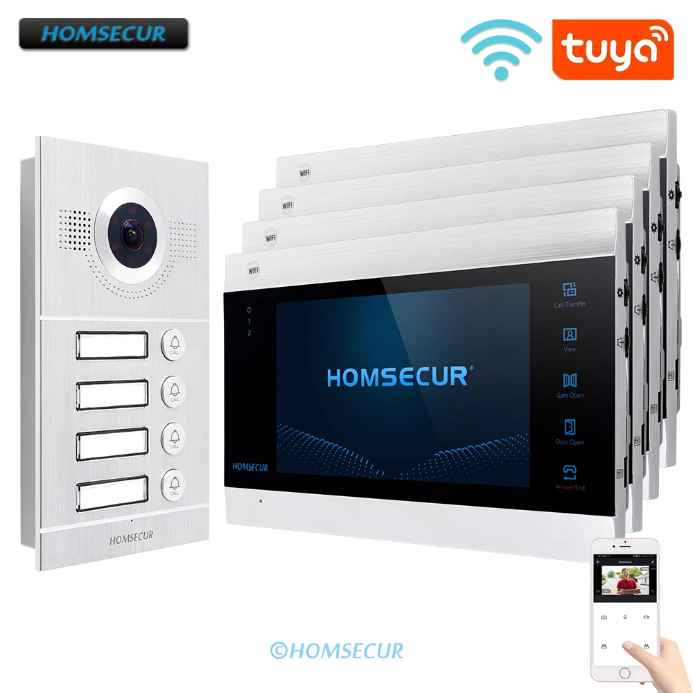 

HOMSECUR 4 Wire 7" WIFI Tuya HD Video Door Entry Phone Call System Waterproof Doorbell Camera 170° Auto Snapshot Record