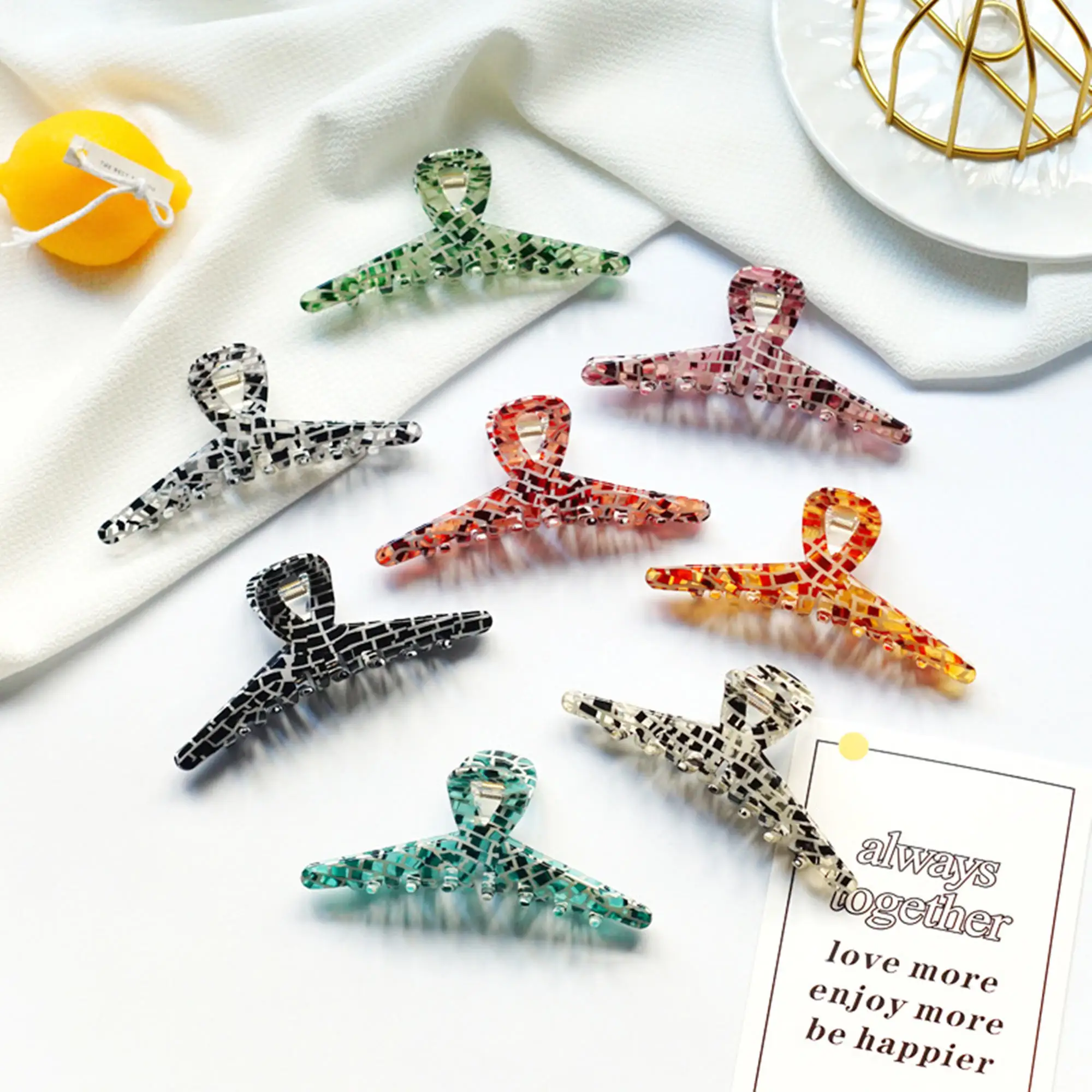 

1pcs/lot 11.5cm imitation acetic acid grab large vintage plaid hair grab autumn and winter hair clip diy hair accessories