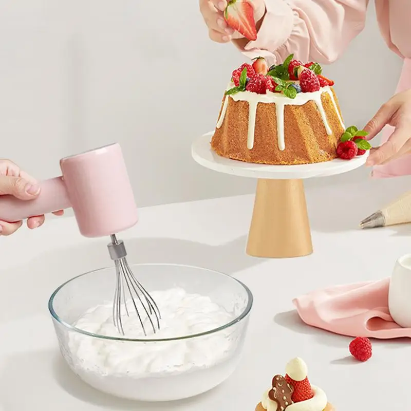 

Electric Egg Whisk Rechargeable Electric Mixer Tool Mini Egg Whisk Long Battery Life Baking Equipment with Adjustable Speeds for