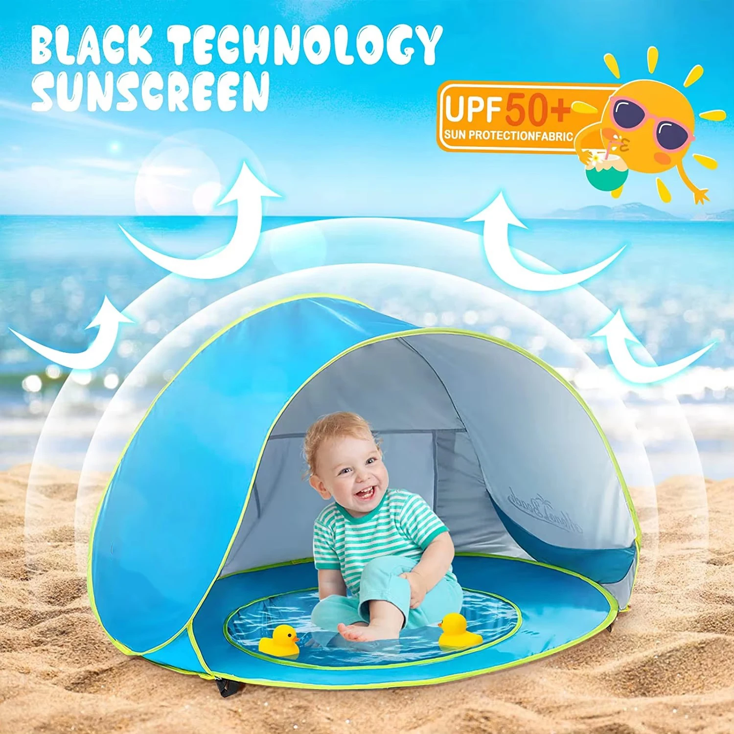 Baby Beach Tent Shade Pool UV Protection Sun Shelter Infant Outdoor Toys Swimming Pool Play House Tent Toys for Kids Children 4