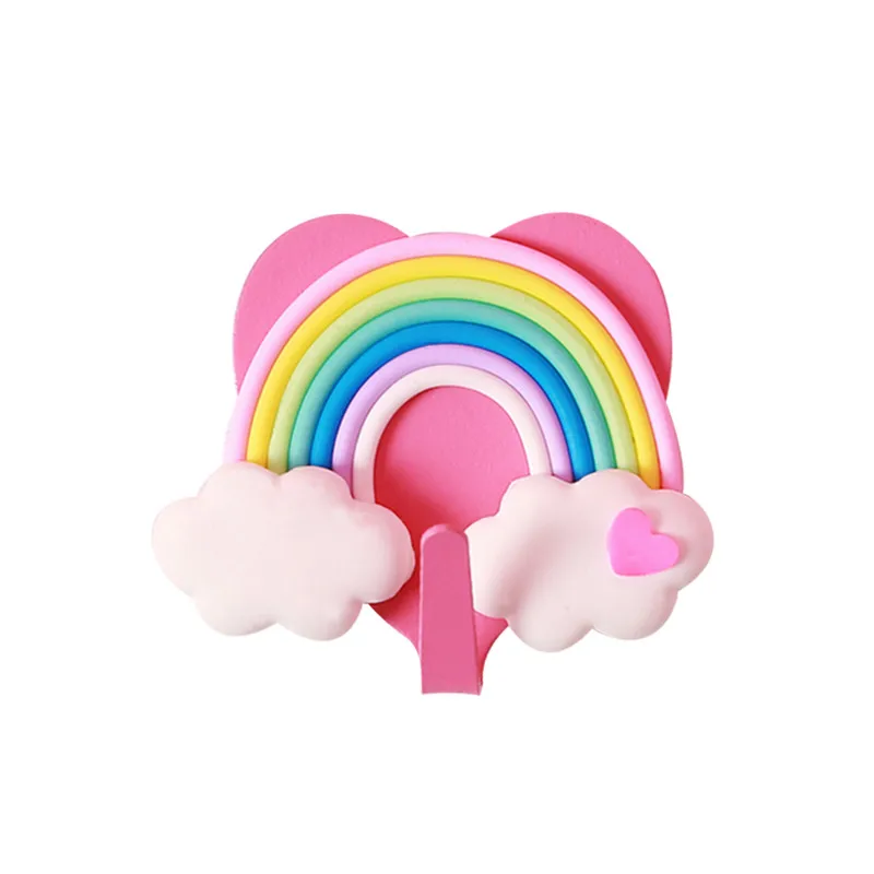 6pcs Nordic Rainbow Hanging Hook Adhesive Key Holder Wall Mount Sticky Hanger for Clothes Towel Home Decoration Accessories 6
