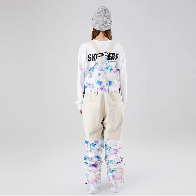 New bib ski pants women fashion winter snow jumpsuit waterproof windproof snow trousers skiing snowboarding