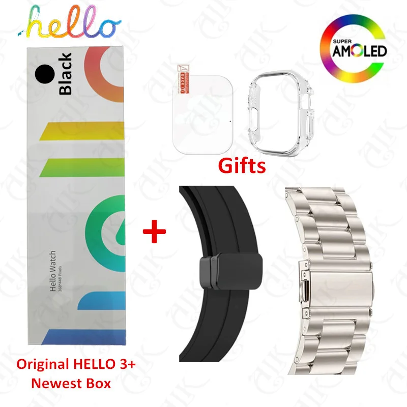Hello Watch 3 Plus Ʈ Ʈġ, AMOLED, 1GB ROM, NFC ħ,  ȭ,  Ʈ ġ, IOS ȵ̵, 2024 