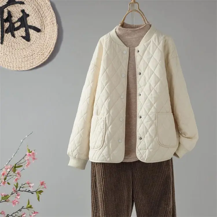 Taste Taschen Solide Langarm Parkas Elegante Mode Harajuku Weibliche Kleidung Lose Beiläufige Schweiß Alle Spiel Stepp Oberbekleidung – Detail 7