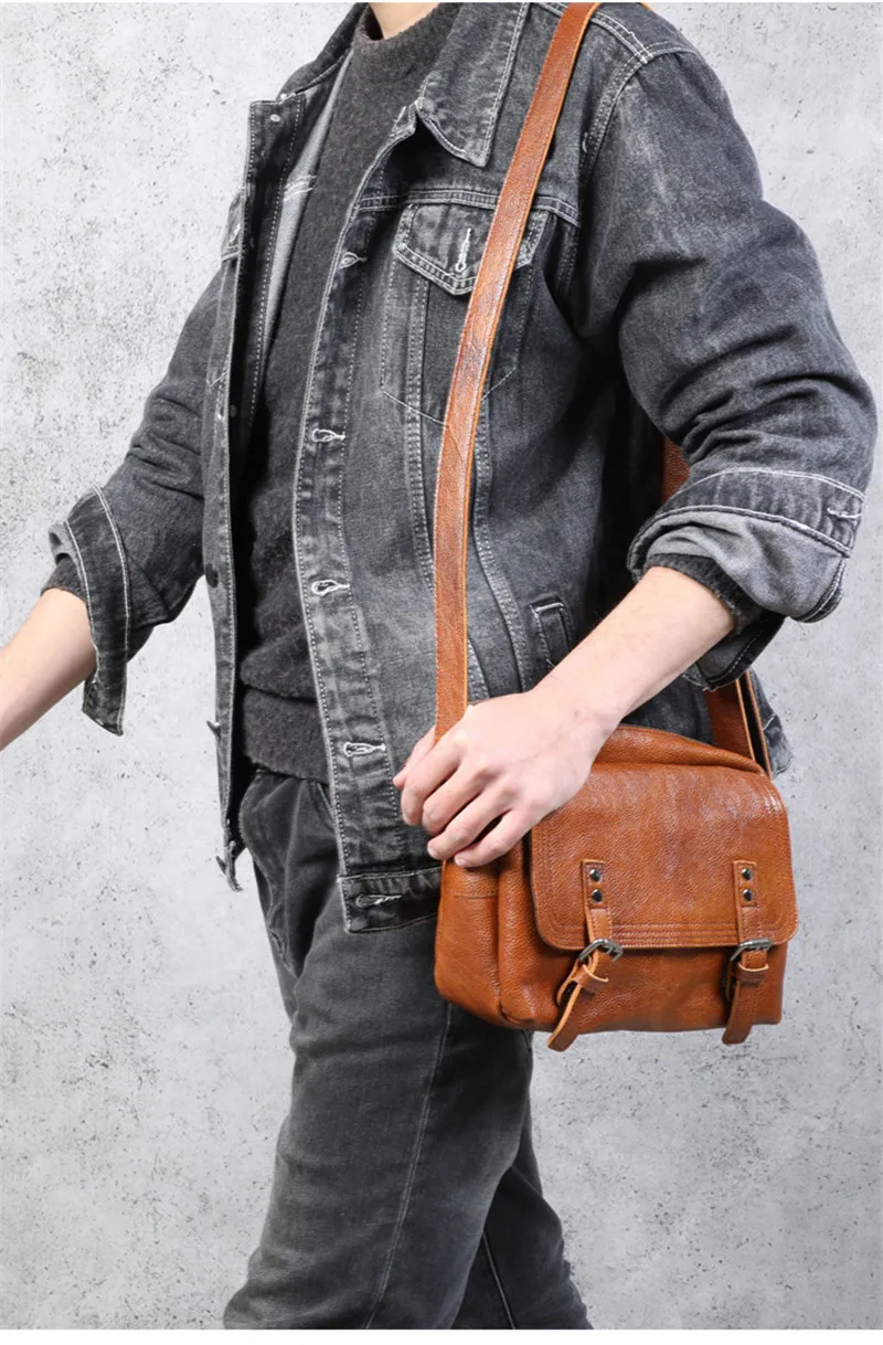 PNDME Outdoor Casual Natürliche Echte Leder männer Umhängetasche Mode Täglichen Luxus Erste Schicht Rindsleder Designer Schulter Tasche – Detail 7