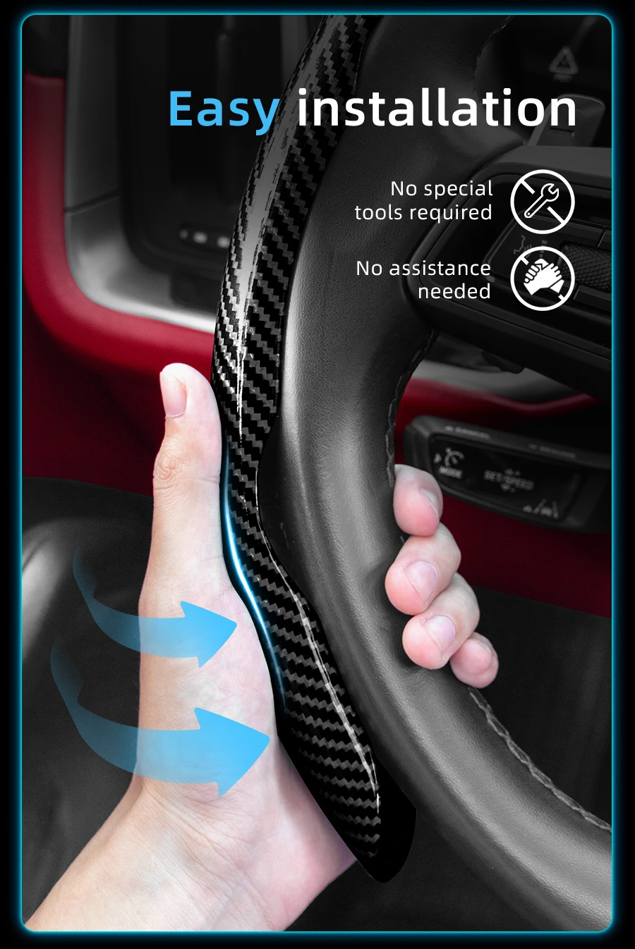 Passend für Ford Carbonfaser-Textur Lenkradbezug mit Segmentiertem Design F-Serie F-150 Super Duty Ranger E-Transit Puma Gen-E Explorer Kuga Escape Maverick Mustang Mach-E Sport Schwarz – Detail 14