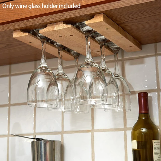 Portabicchieri da vino in legno da appendere strumenti per la casa e il bar  portabicchieri da vino appeso grande porta calici cromato sotto l'armadio  da cucina - AliExpress