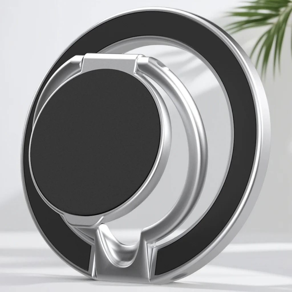 Universal Double-Sided Magnetic Car Stand & Finger Ring Holder with Hand Strap