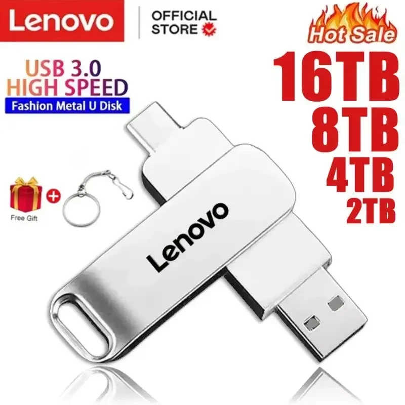 Lenovo 16TB USB 3.2 Flash Drives High Speed Transfer Metal Pendrive Memory Card Pendrive Flash Disk Memoria Waterproof Stick