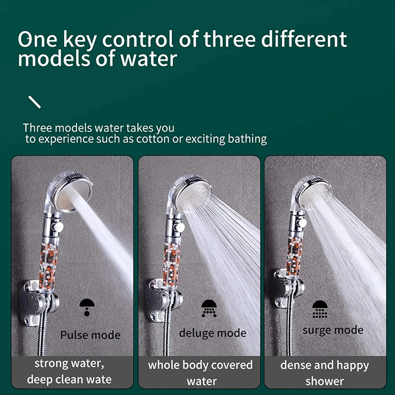 New 3 Modes adjustable nozzle Booster handheld bathroom shower Removable and washable anion filter shower Bathroom Accessories 3