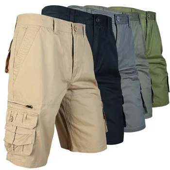 2025 New Cargo Knee Shorts Men Sports Casual Bermuda Shorts Plus Size Cotton Half Pants Golf Straight Running Gym Shorts Pants 1