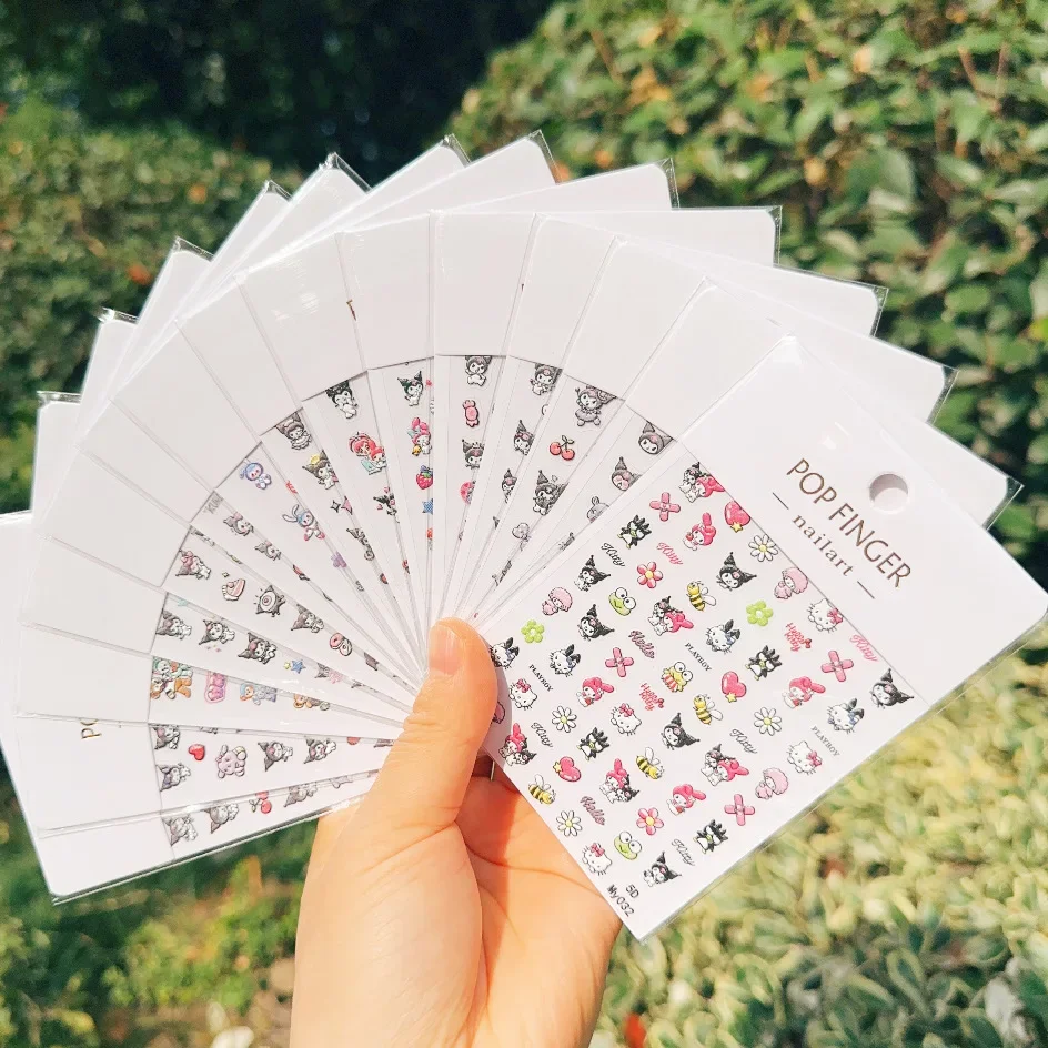 

Kuromis Melodys 5D Nail Stickers Adhesive Sticker Manicure Sliders Decal Supplies Anime HelloKittys Press on Nails Decorations