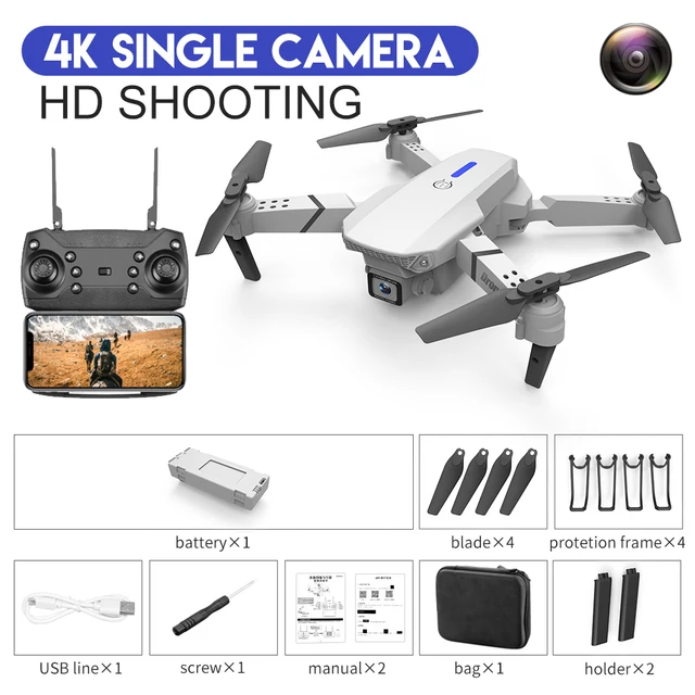2022 New LSRC Quadcopter E88-525 Pro WIFI FPV Drone With Wide Angle HD 4K Camera Height Hold Avoidance RC Foldable Dron Gift Toyyellow