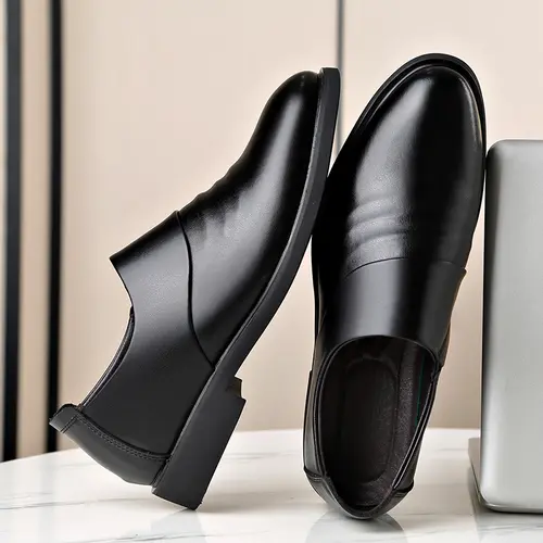 New Genuine Leather Men's Flat / 6CM Heightening Elevator Shoes Business Formal Leather Shoes Man British Casual Wedding Shoes - Image 4