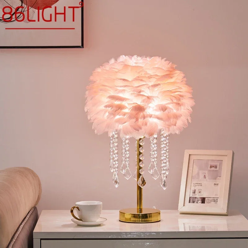 

86LIGHT Feather Table Lamp Nordic Modern Living Room Bedroom Hotels HomestaysCreative LED Decoration Desk Light