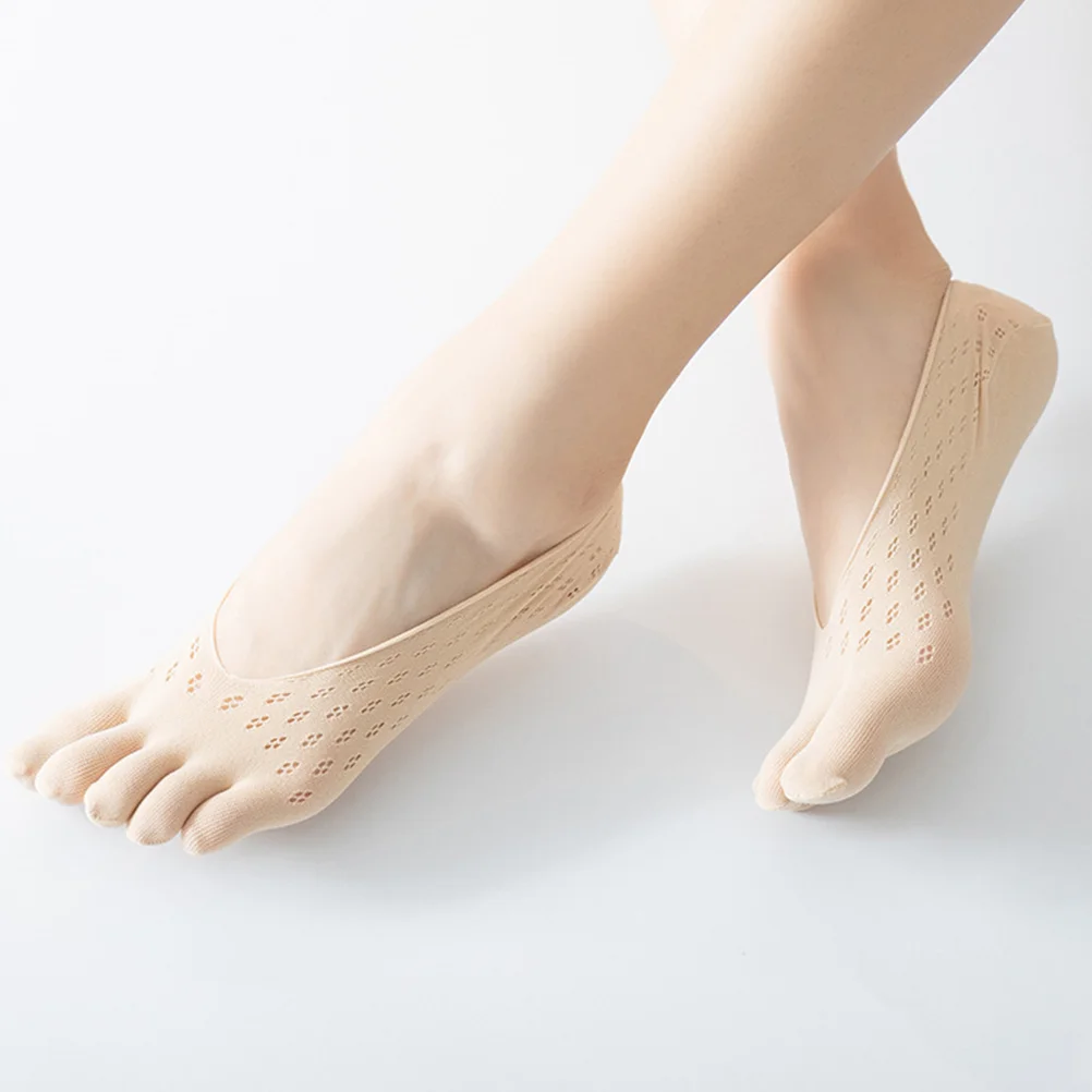 

3 Pairs Low Cut Socks Toe Separated Women Invisible with Toes Female Heels Separator for