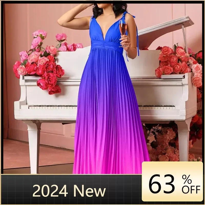 

Wholesale Long Evening Dress Gradient Color Spaghetti Staps A Line Sexy Black Women Formal Occasion Prom Gowns In Stock