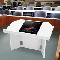 Foldable Tabletop Podium, Portable Desktop Lectern, Teacher Speaker Desk Lectern For Churches, Classrooms, Homes, Schools White 1