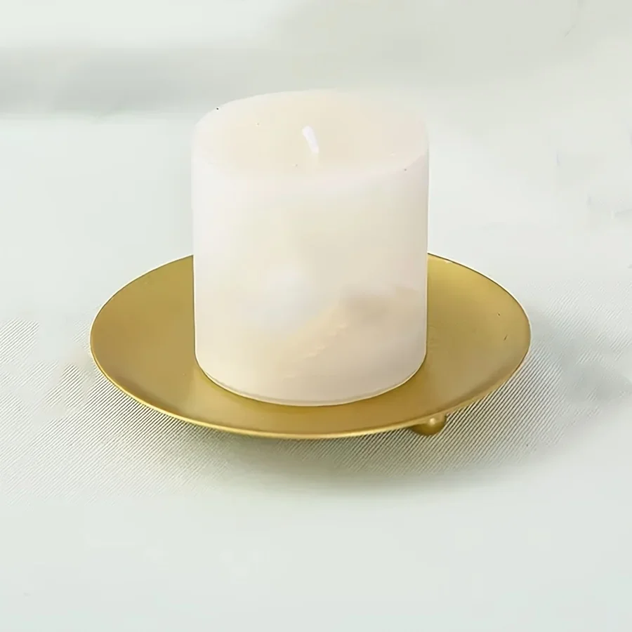 1pc Elegant Home Decor Candle Holders - Golden & Black Metal Tabletop Candle Holders with Sturdy Base, for Christmas, Halloween