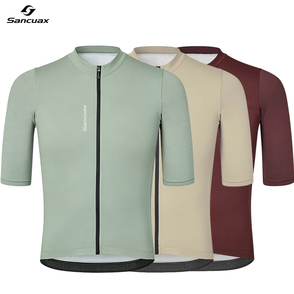 SANCUAX Men's Cycling Jersey, New Summer Breathable Short Sleeve Racing Top Road Bike Cycling Shirt with Pockets