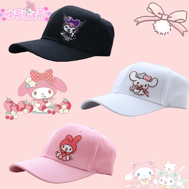 

Sanrio Kuromi Baseball Cap Kawaii Anime Cinnamoroll My Melody Pompom Purin Beauty Student Sun Protection Hat Decorate Toys Girls