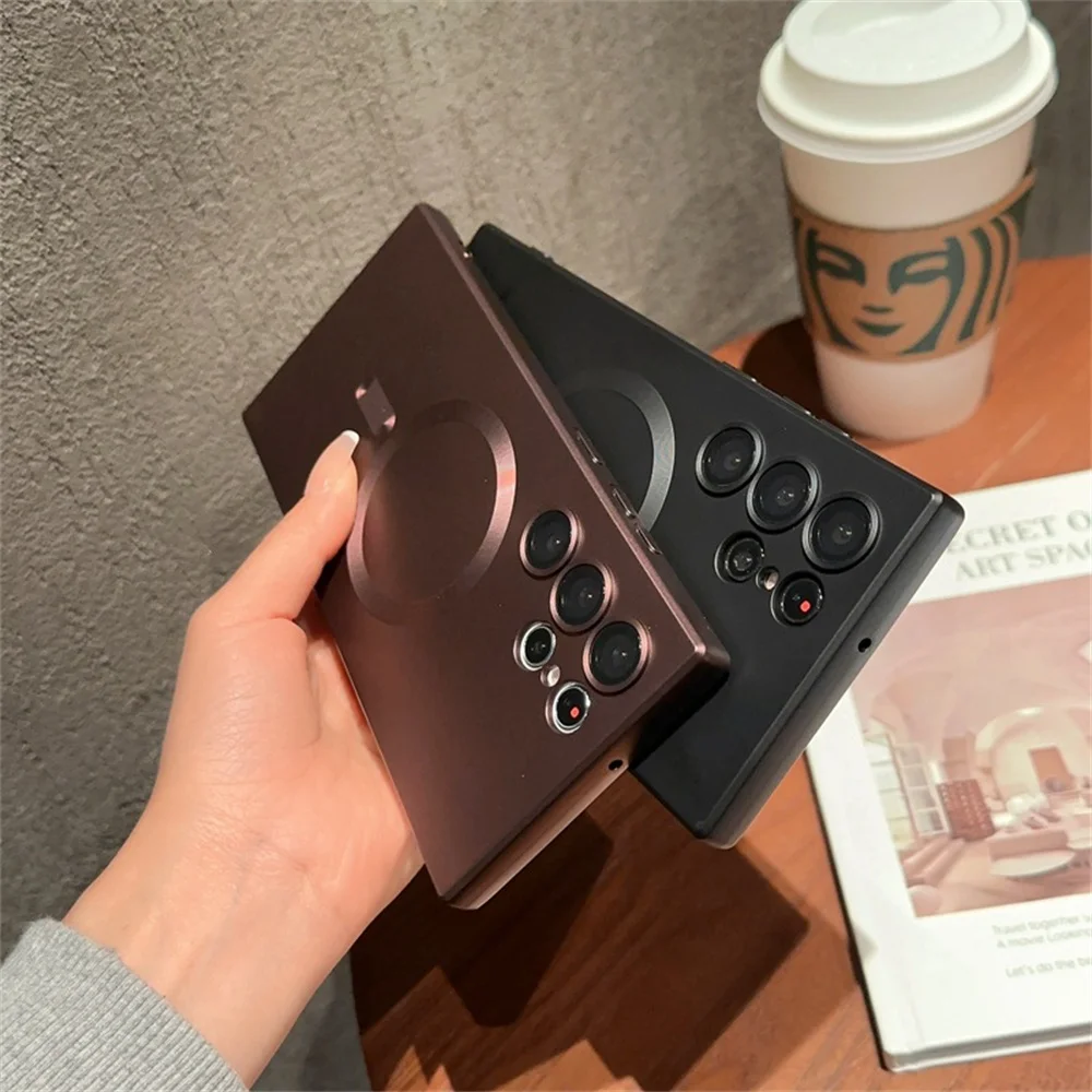 Elegant Metal-Tone Silicone MagSafe Phone Case – Premium Soft Cover