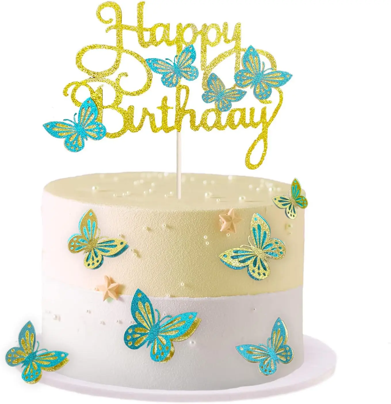 Glitter Butterfly Cake Toppers Set - 13pcs for Celebrations & Decorations