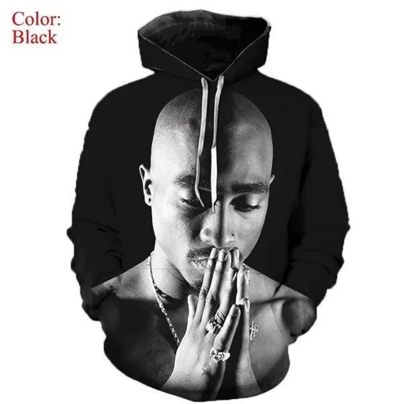 thumbnail image 4 of Sudadera con capucha para hombre con estampado 3D de rapero y cantante de rock Tupac, ropa de moda de hip hop callejero, deportes al aire libre, ciclismo todoterreno, sudadera para hombre, 4 of 5