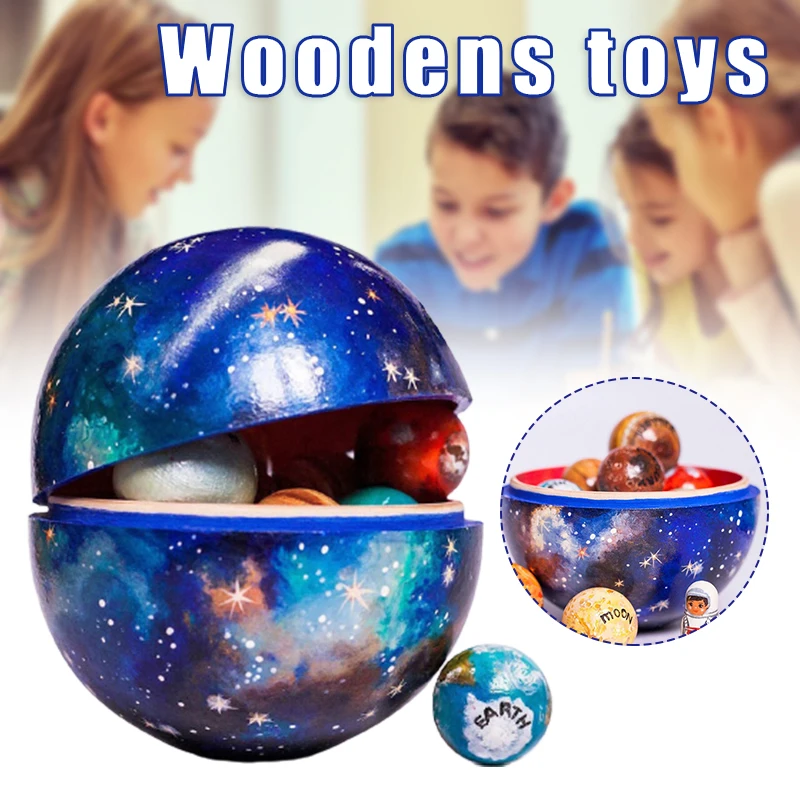 

Wooden Solar System Learning GameToy Desktop Ornament Educational Toy Home Office Decor Learning GameToy