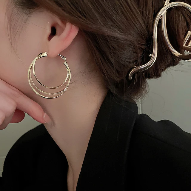 Stainless Steel Gold Hoop Earrings For Women Simple Punk Fashion Gold  Silver Ear Gift Party Jewelry - AliExpress