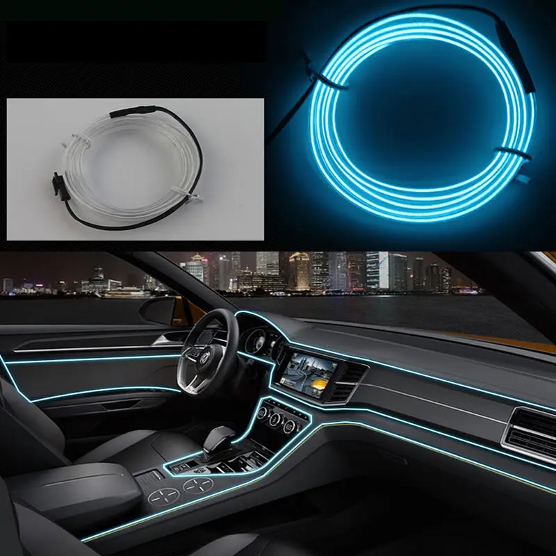 Car Interior Atmosphere Light LED Strip Flexible Cold Light Line Tube Voice Control USB Driven Auto Decor Ambient Lamp ambient light car interior ambient light 5M