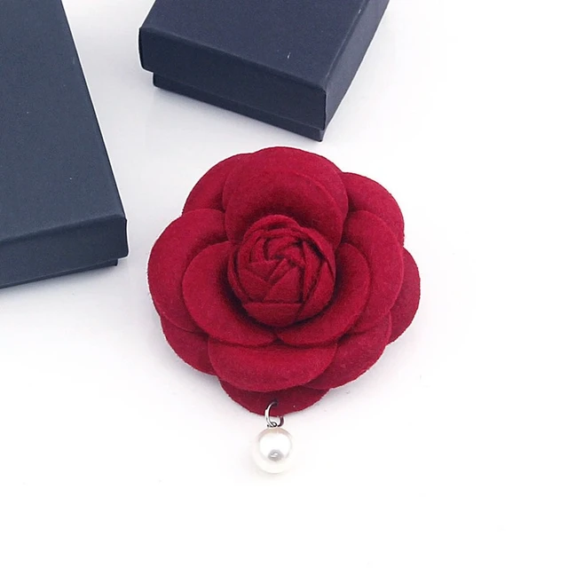 Retro Leather Camellia Flower Brooches Pin Fabric Bow Lapel Pins for Women  Cardigan Suit Corsage Badge Fashion Jewelry Gifts