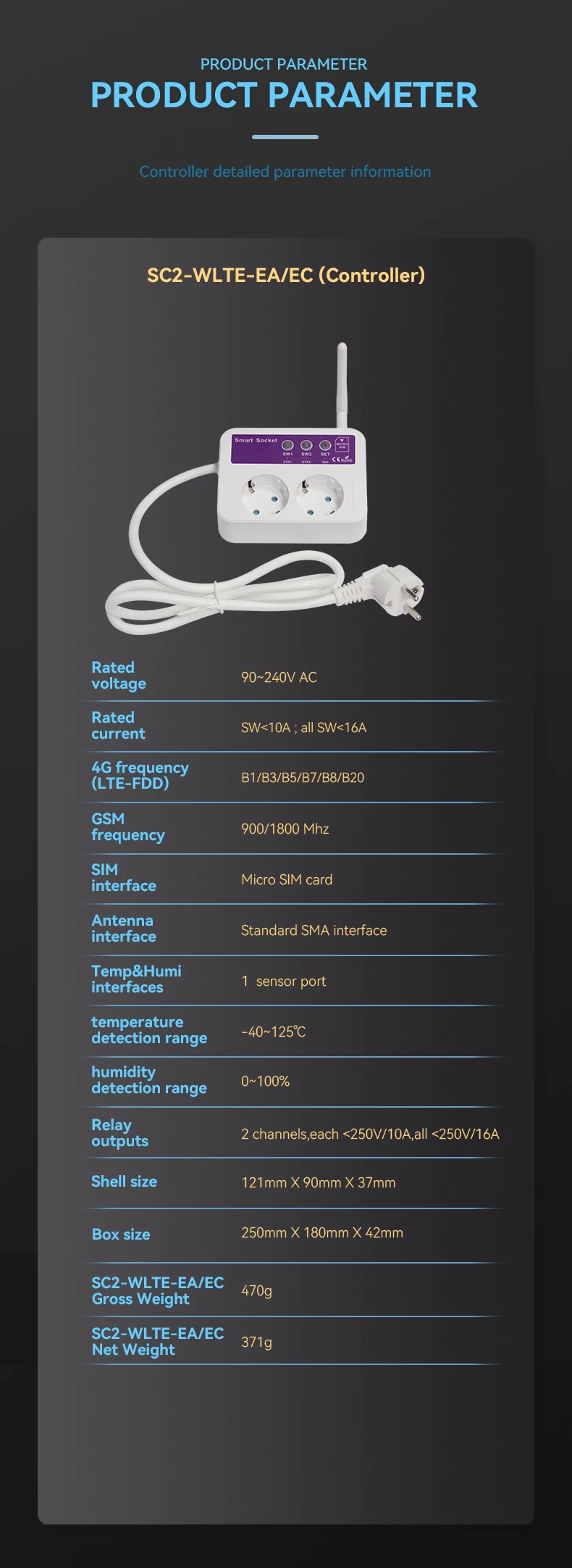 GSM socket SC2-GSM 4G Smart Remote Control OFF/ON Power Switch Plug Socket 16A S