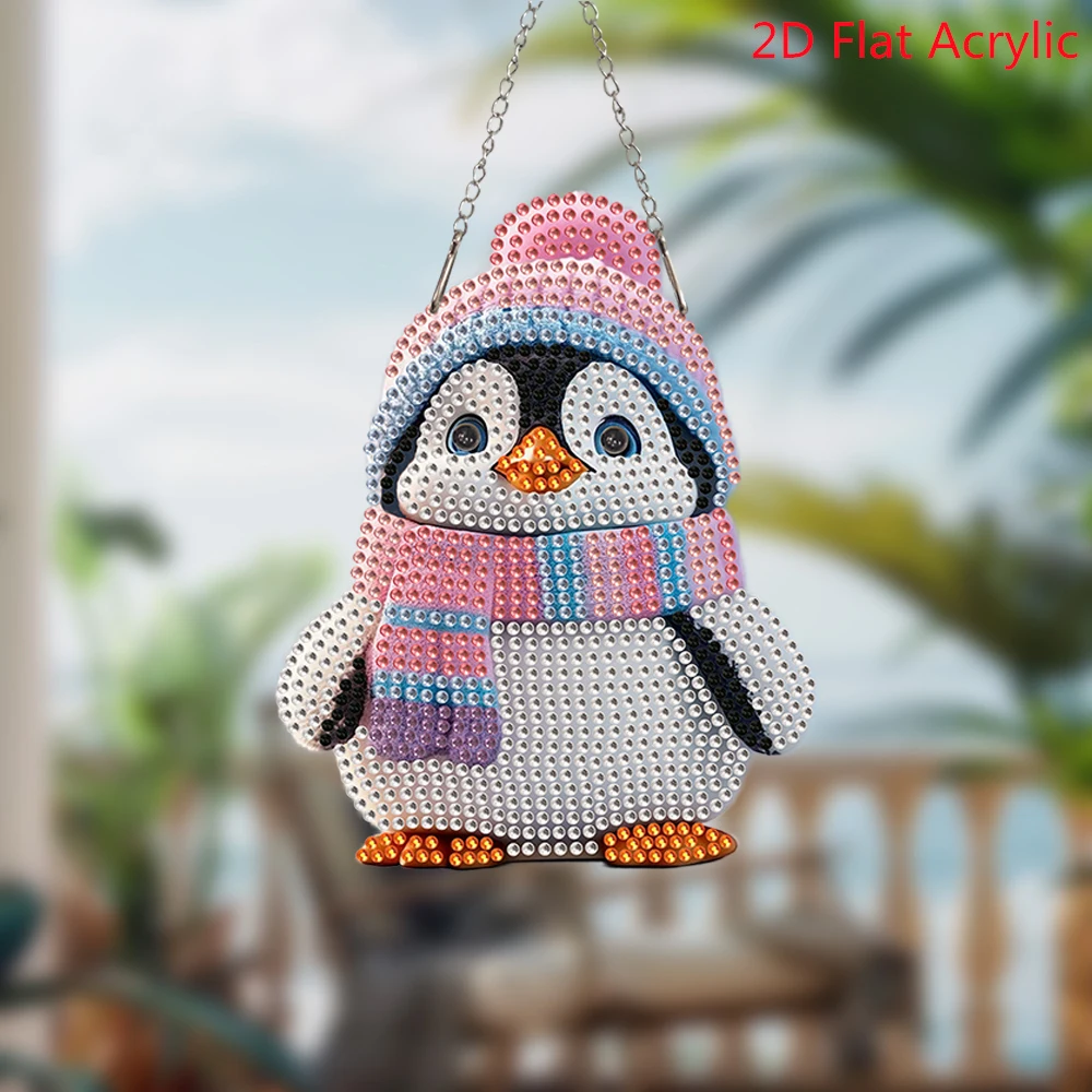 Diamond Painting Dangle Cartoon Cute Penguin Diamond Mosaic Beginner 5D Art Set Suncatcher Home Decoration