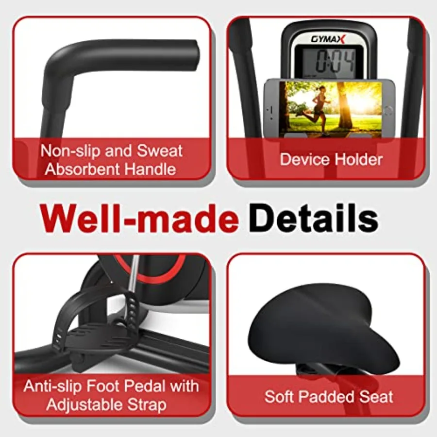 Fan Bike Air Resistance Upright Bike with LCD Monitor Phone Holder and Builtin Wheels Fully Adjustable Stationary Exercise