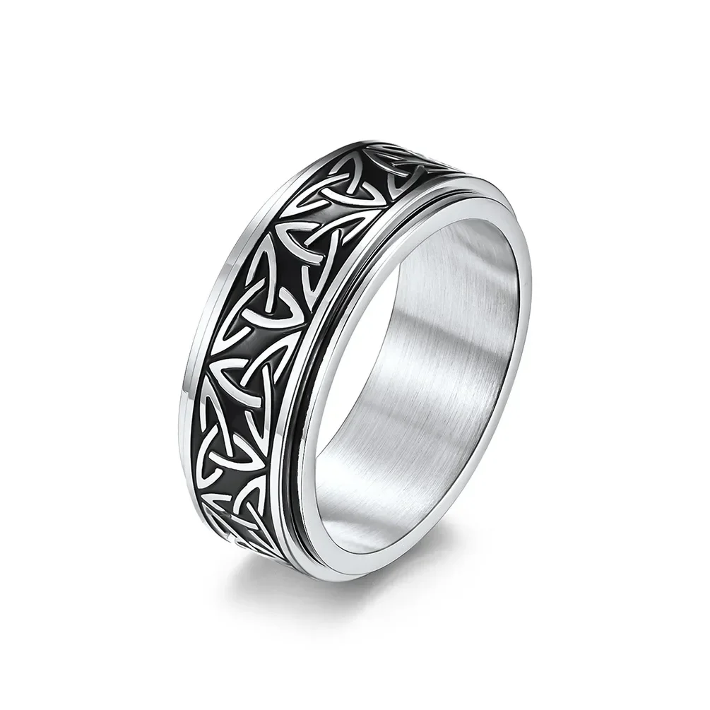 Men Stainless Steel Celtic Triangle Knot Rotatable Rotating Ring Unisex Decompression stainless steel ring,finger ring,fidget spinner ring