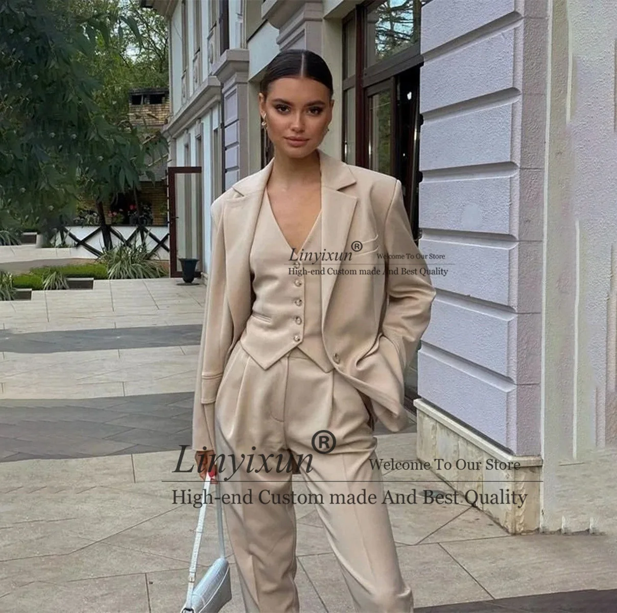 

Luxury Women's Pant Sets Business Slim Fit 3-piece Suit Jacket Party Prom Lady Outfit Blazer Tuxedo conjuntos de pantalones