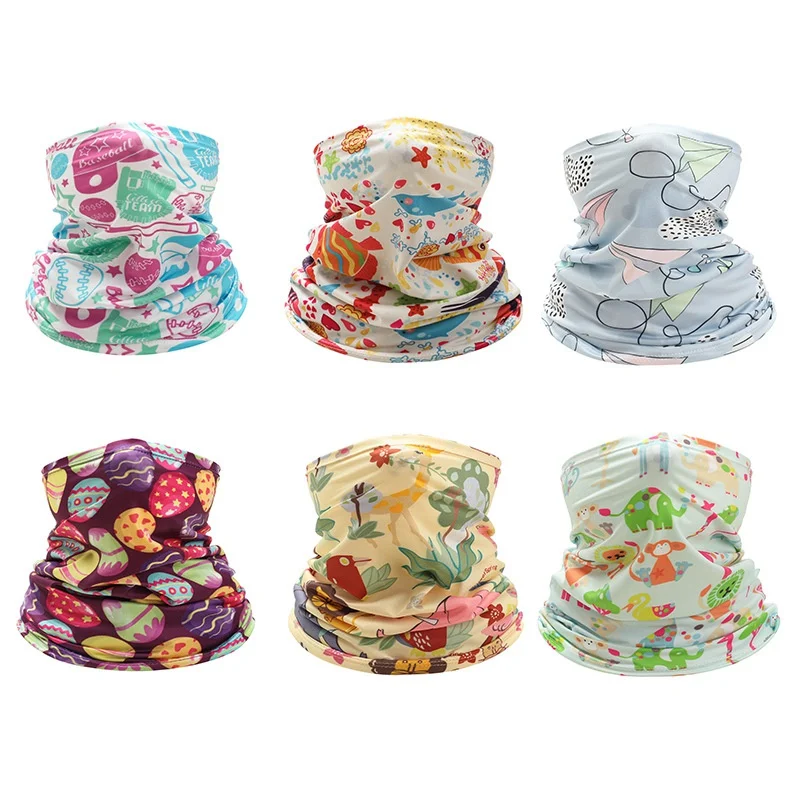 Children Printing Outdoor Printing Ice Silk Riding Scarf Spring Summer Boys Girls Sun Protection Neckerchief Scarf Soft summer outdoor baby baseball cap riding mountaineering travel sunscreen sunshade neck protection cape cap children s peaked hat