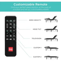 Queen Size Electric Adjustable Bed Frame with Wireless Remote, Massager, USB Ports & Nightlight 4